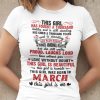 Girl Has Fought A Thousand Battles March Birthday Shirt