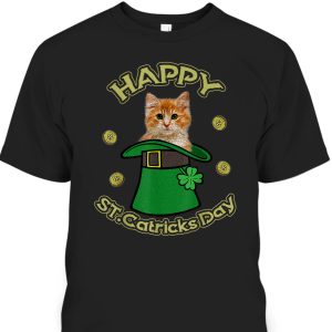 Happy St Catrick’s Patrick’s Day T-Shirt Gift For Cat Lovers