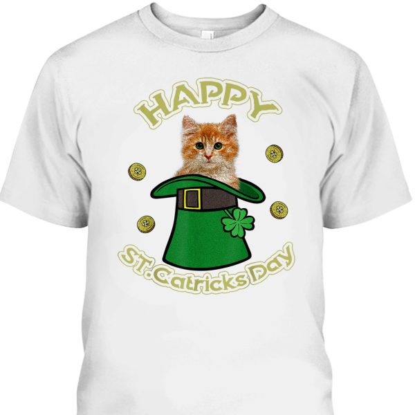 Happy St Catrick’s Patrick’s Day T-Shirt Gift For Cat Lovers
