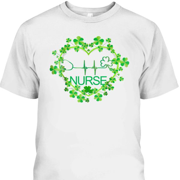 Heart Shamrock Nurse St Patrick’s Day T-Shirt
