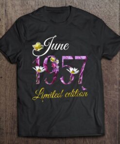 June 1957 Tee 65 Years Old Floral 1957 65Th Birthday Gift 1