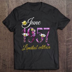 June 1957 Tee – 65 Years Old Floral 1957 65Th Birthday Gift