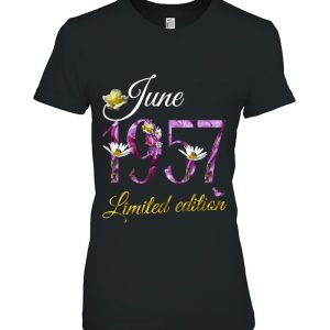 June 1957 Tee – 65 Years Old Floral 1957 65Th Birthday Gift