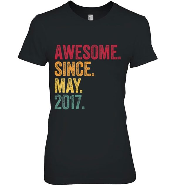 Kids Awesome Since May 2017 5Th Birthday Gift 5 Years Old Vintage