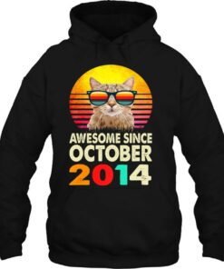 Kids Awesome Since October 2014 8Th Birthday Gift Cat Boys Girls 2