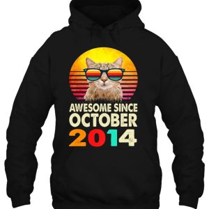 Kids Awesome Since October 2014 8Th Birthday Gift Cat Boys Girls