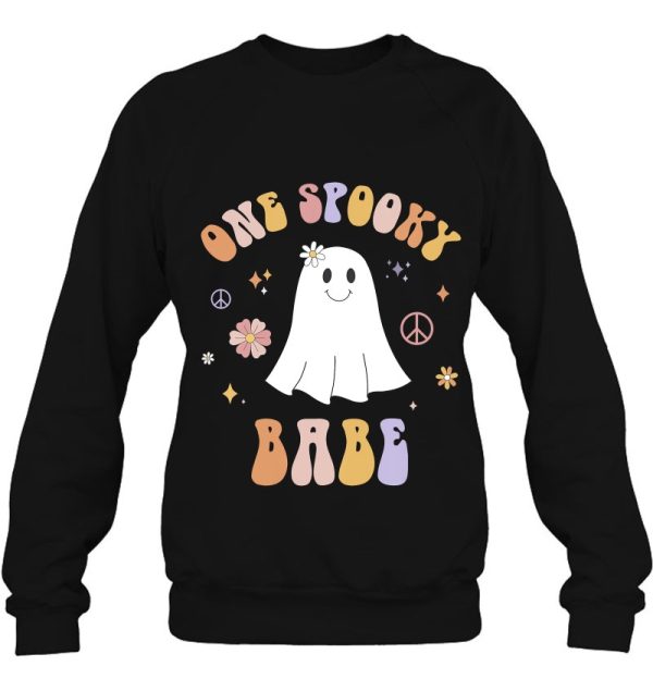 Kids One Spooky Babe First Birthday Retro Halloween Ghost Boo
