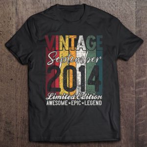 Kids Vintage Born September 2014 9 Years Old 9Th Birthday Gift