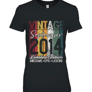 Kids Vintage Born September 2014 9 Years Old 9Th Birthday Gift