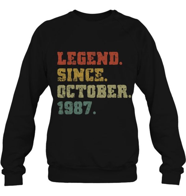 Legend Since October 1987 Retro Vintage Born In October 1987 Birthday Party