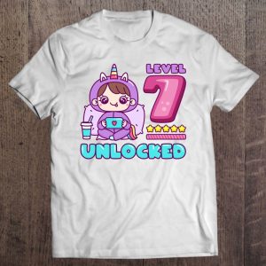 Level 7 Unlocked, Unicorn Gamer Girl Birthday 7 Years Old