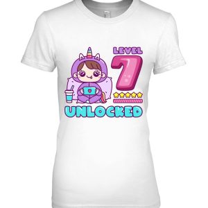 Level 7 Unlocked, Unicorn Gamer Girl Birthday 7 Years Old