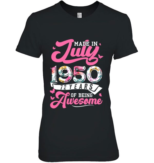 Made In July 1950 Floral 73 Years Old 73Rd Birthday Women