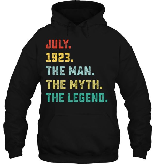 Man Myth Legend July 1923 99Th Birthday Tee For 99 Years Old