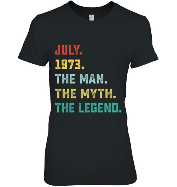 Man Myth Legend July 1973 49Th Birthday Tee For 49 Years Old