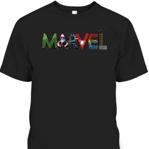 Marvel Avengers Character Text Portrait T-Shirt