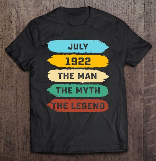 Mens Man Myth Legend July 1922 100Th Birthday Gift 100 Yrs Old