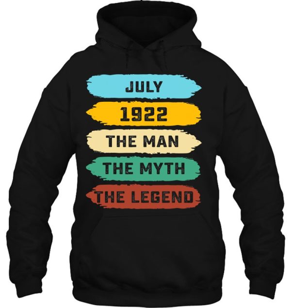 Mens Man Myth Legend July 1922 100Th Birthday Gift 100 Yrs Old