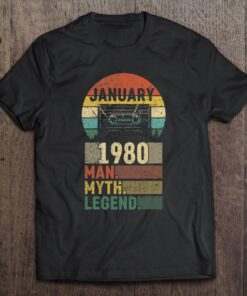 Mens Vintage January 1980 Cassette Tape Man Myth Legend Birthday 1