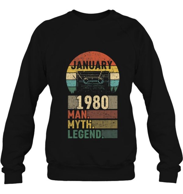 Mens Vintage January 1980 Cassette Tape Man Myth Legend Birthday
