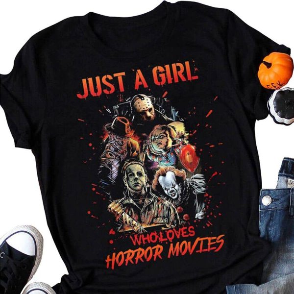 Michael Myers Halloween Just a Girl Who Loves Horror Movies T-Shirt
