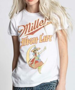 Miller High Life T-Shirt Girl Sitting On The Moon 1 Miller High Life T Shirt Girl Sitting On The Moon 2
