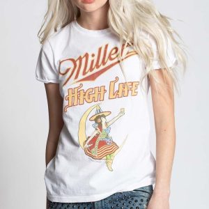 Miller High Life T-Shirt Girl Sitting On The Moon