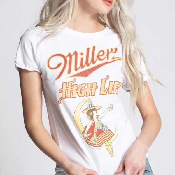 Miller High Life T-Shirt Girl Sitting On The Moon