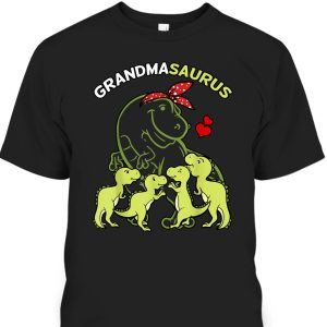 Mother’s Day T-Shirt Grandmasaurus Grandma 4 Kids Dinosaur