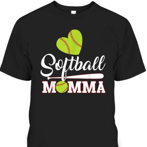 Mother’s Day T-Shirt Softball Momma Gift For Sport Lovers