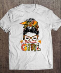 November Girl Messy Bun Happy Fall Vibes Thanksgiving Women 1