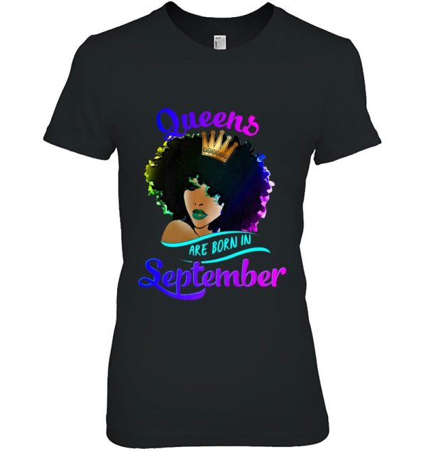 Queens Born September Shirt Black Girl Virgo Libra Birthday