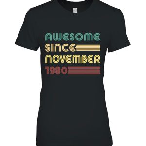 Retro 90S Awesome Since November 1980 Shirt 42Nd Birthday