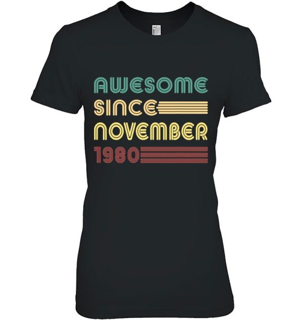 Retro 90S Awesome Since November 1980 Shirt 42Nd Birthday