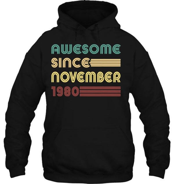 Retro 90S Awesome Since November 1980 Shirt 42Nd Birthday