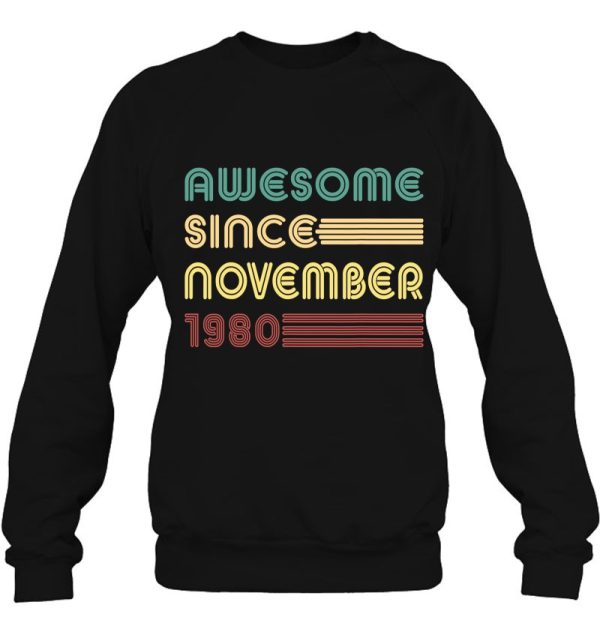 Retro 90S Awesome Since November 1980 Shirt 42Nd Birthday