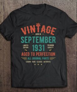 September 1931 Birthday Shirt Retro Vintage 92Nd Birthday 1