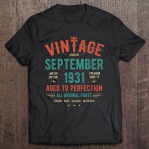 September 1931 Birthday Shirt Retro Vintage 92Nd Birthday 1