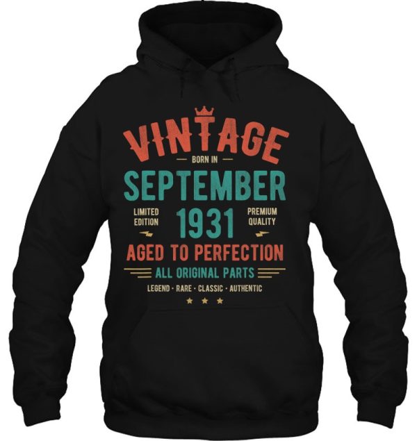 September 1931 Birthday Shirt Retro Vintage 92Nd Birthday