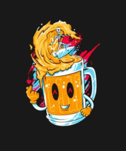 Skeleton surf beer in holiday shirt 2