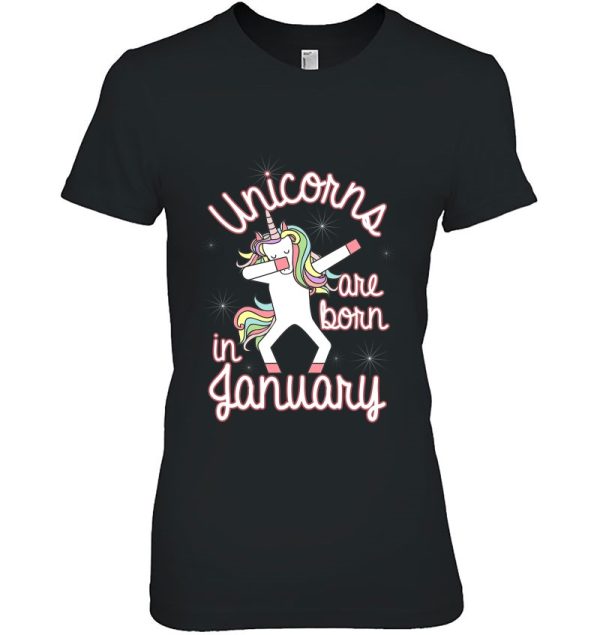 Unicorns Are Born In January Tshirt Dabbing Birthday