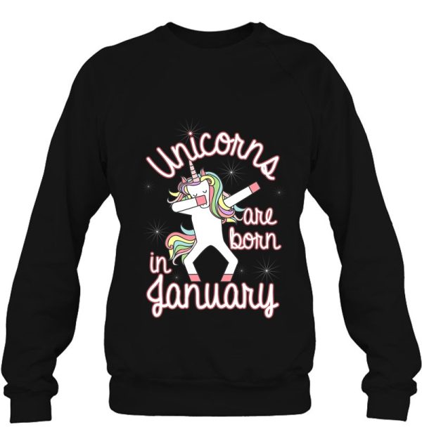 Unicorns Are Born In January Tshirt Dabbing Birthday