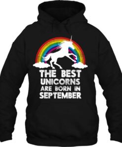 Unicorns Are Born In September Birthday Tshirt Rainbow Gift 3