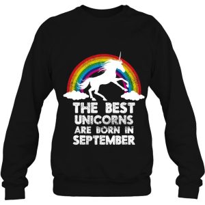 Unicorns Are Born In September Birthday Tshirt Rainbow Gift 4