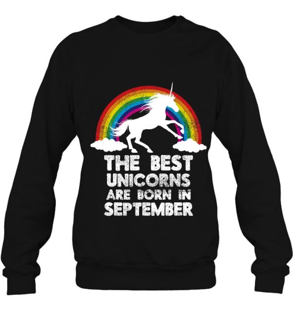 Unicorns Are Born In September Birthday Tshirt Rainbow Gift
