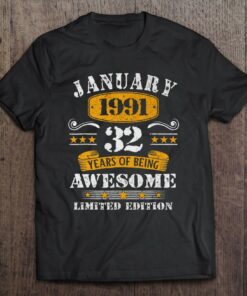 Vintage 32Nd Birthday Since January 1991 32 Years Old Gifts 1