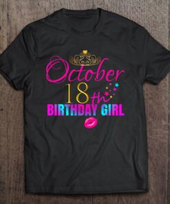 Women Girly Cute October 18Th Birthday Girl Shirt Gift 1