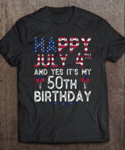 Womens Happy 4 July And Yes Its My 50Th Birthday Since July 1972 V Neck 1