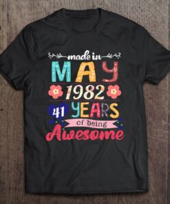 Womens Made In May 1982 41 Years Being Awesome 41St Birthday 1