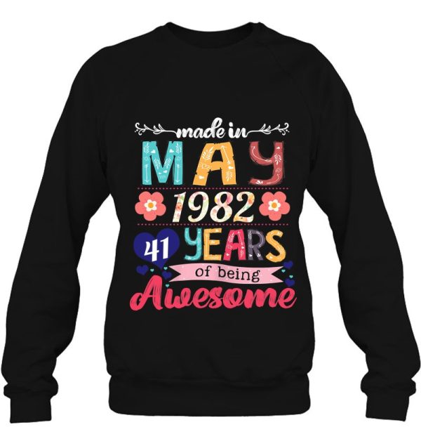 Womens Made In May 1982 41 Years Being Awesome 41St Birthday